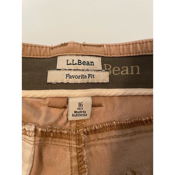 LL Bean Favorite Fit Pants Beige Size 16 Petite Cotton - Picture 3 of 4